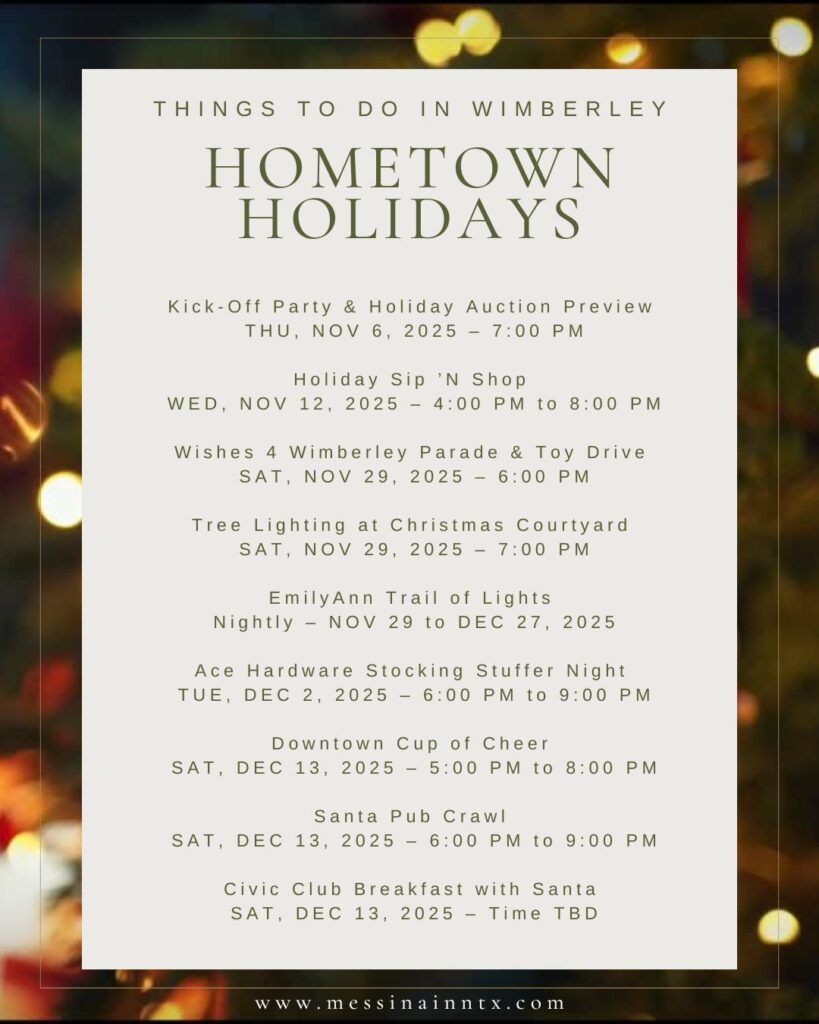 2025 hometown holiday schedule for wimberley texas
