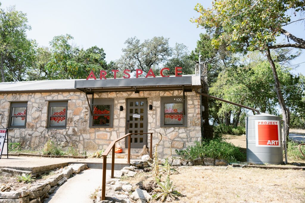 Entrance to Artspace in Wimberley, Texas, celebrating the arts in Wimberley