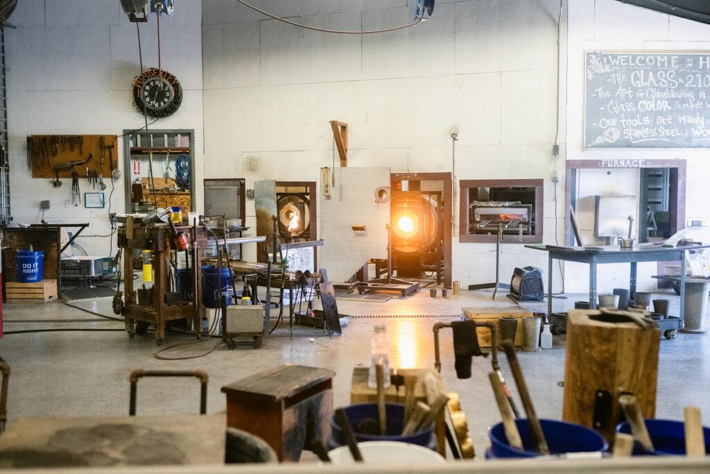 Workshop at Wimberley Glasworks just outside of Wimberley, Texas, celebrating the arts in Wimberley