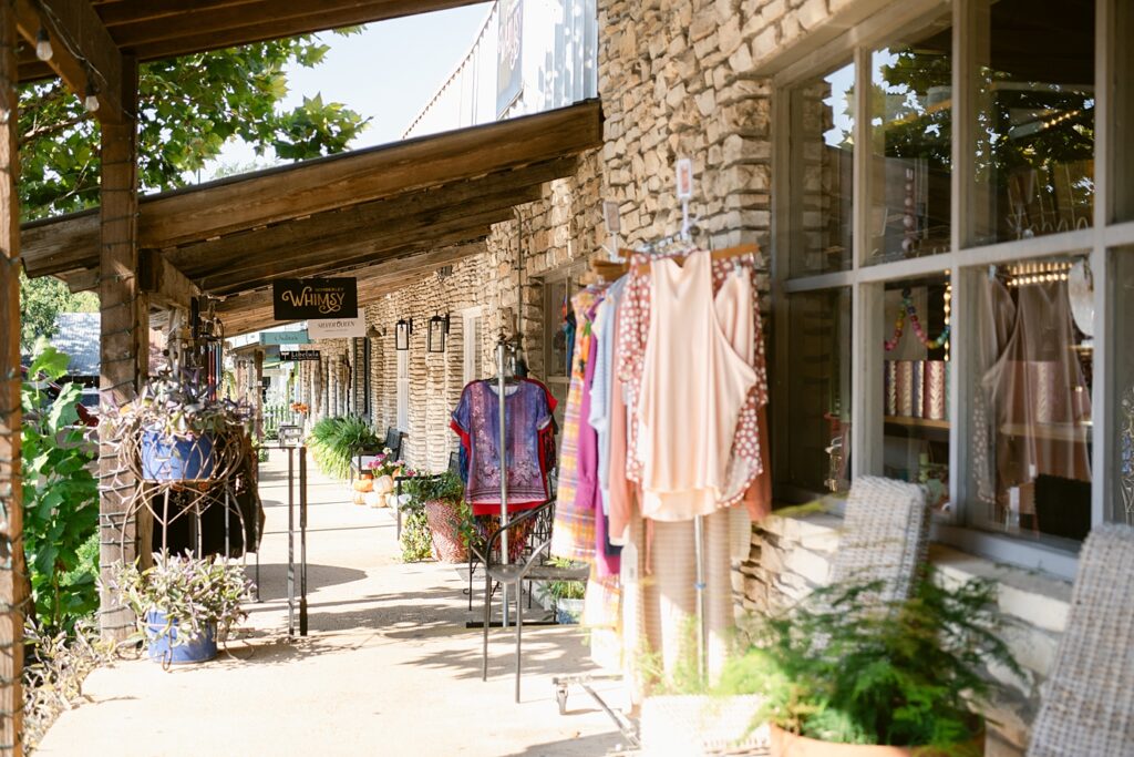 Downtown shopping during the holiday season in Wimberley Texas